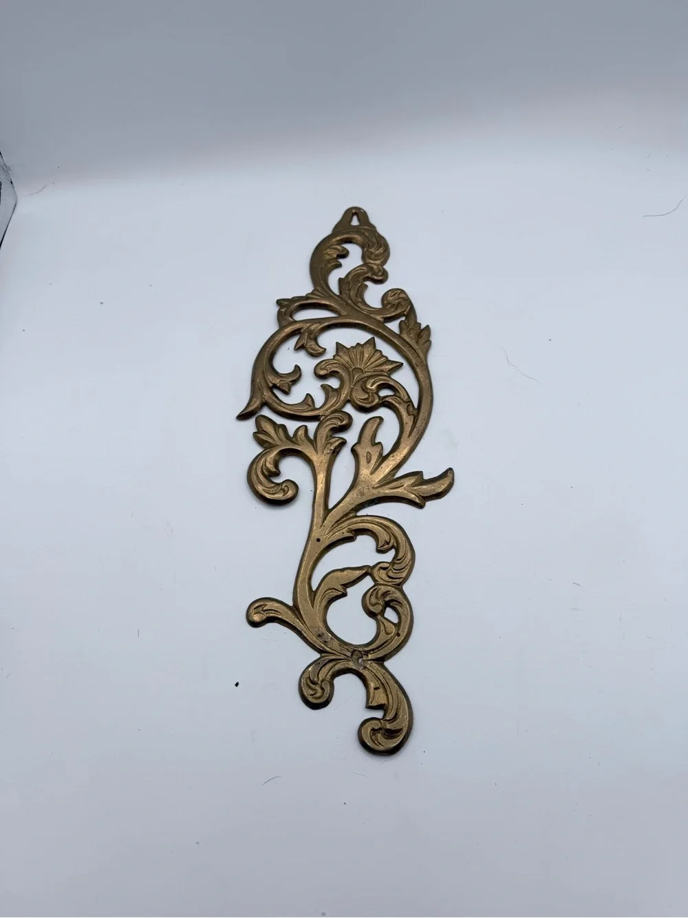 Ornate Vintage BrassWall Accent - Decorative Scroll Leaf Panel